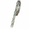 Bracelet en platine des années 1920 avec diamants et émeraudes