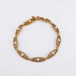 Bracelet Fin XIXème Or perles et diamants