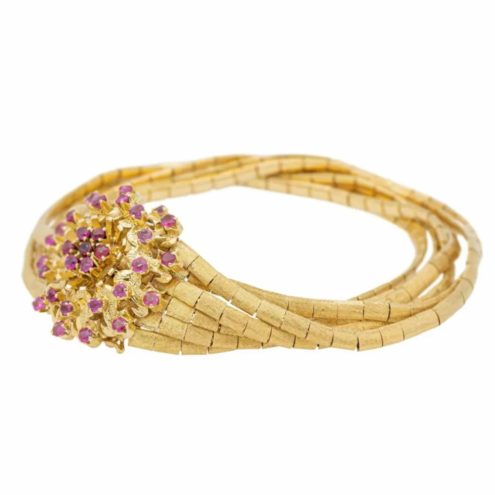 Bracelet Fleur Or jaune Rubis