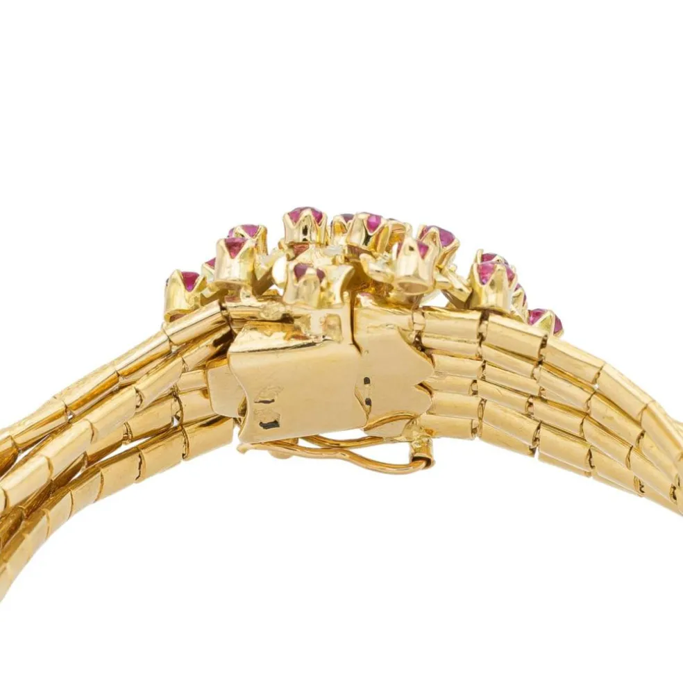 Bracelet Fleur Or jaune Rubis