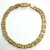 Bracelet gourmette en or jaune, maille marine battue