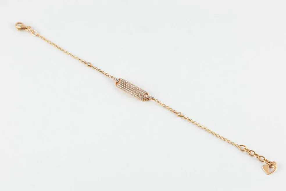 Bracelet gourmette en or rose et diamants