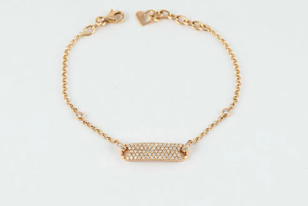 Bracelet gourmette en or rose et diamants