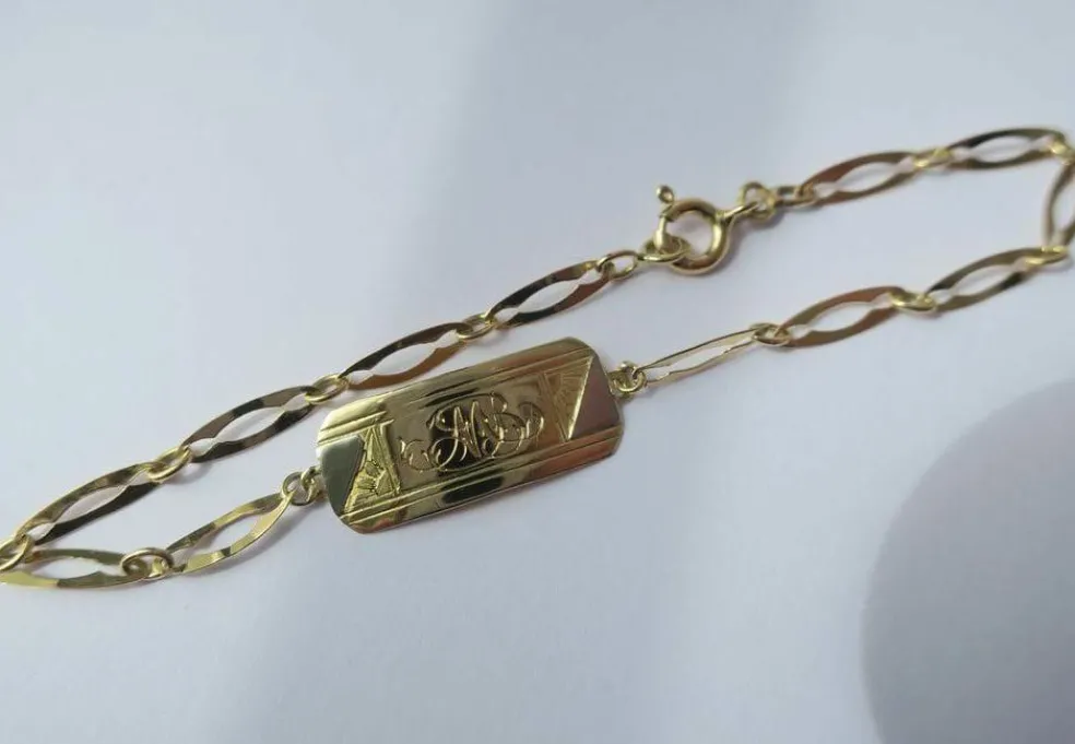 Bracelet gourmette identité Art Déco