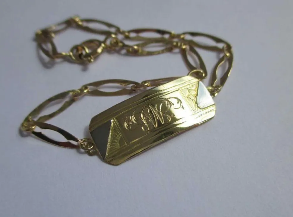 Bracelet gourmette identité Art Déco