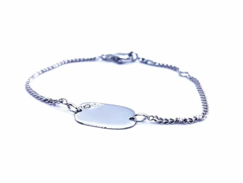 Bracelet Gourmette Or blanc