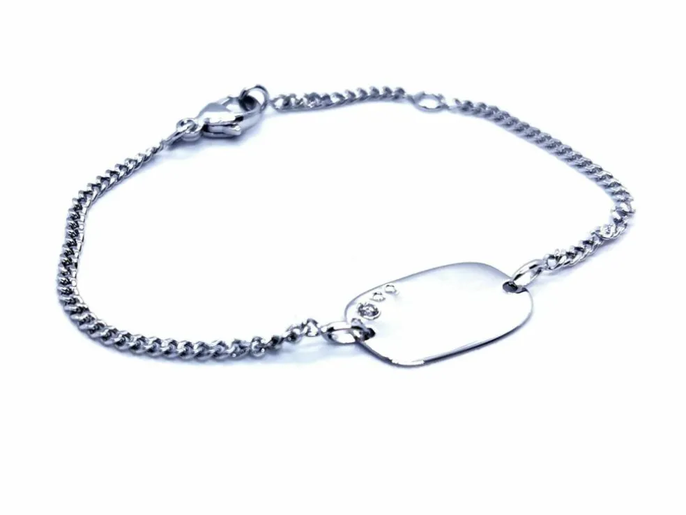 Bracelet Gourmette Or blanc