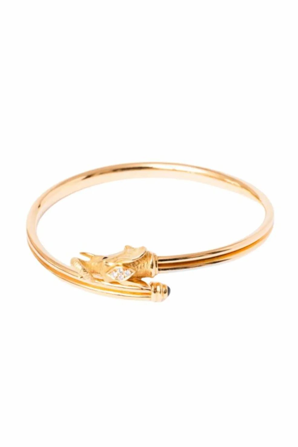 Bracelet JEAN ET PIERRE BELLIN Éléphant double jonc ouvert en or jaune, saphir, onyx et diamants