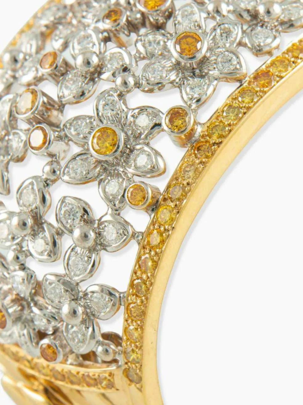 Bracelet jonc « Florale » en or et diamants