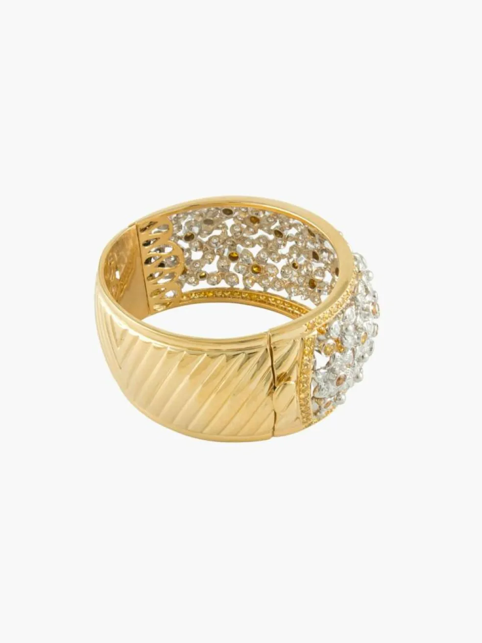 Bracelet jonc « Florale » en or et diamants