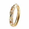 Bracelet Jonc 2 Ors, Diamants, Nacres et Citrines