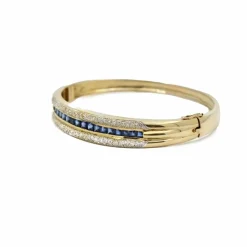 Bracelet jonc 2 Ors jaune Saphirs Diamants