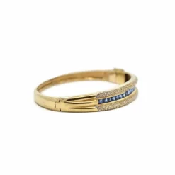 Bracelet jonc 2 Ors jaune Saphirs Diamants