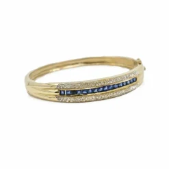 Bracelet jonc 2 Ors jaune Saphirs Diamants