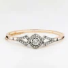 Bracelet jonc ancien, or rose, argent et diamants