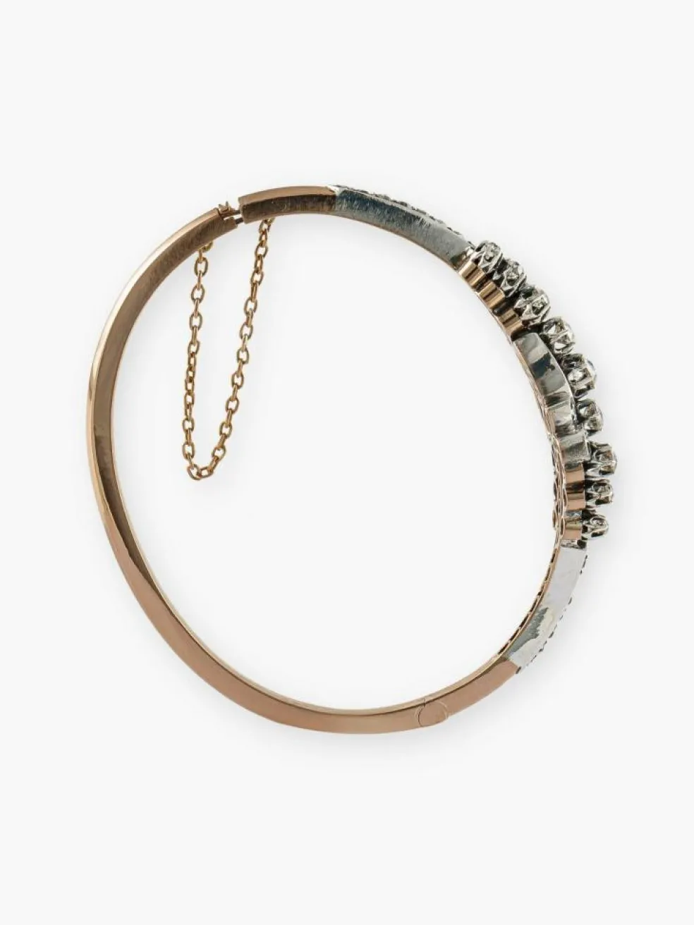Bracelet Jonc Ancien Or Rose, Argent & Diamants