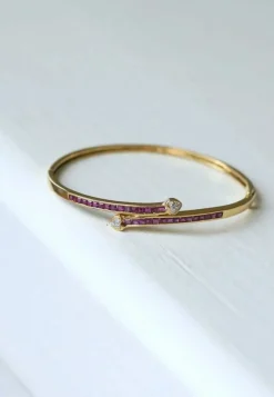 Bracelet Jonc coeur croisé rubis