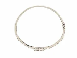 bracelet jonc coeur serti 30 diamants 1.55ct t15 or blanc 18k 10gr
