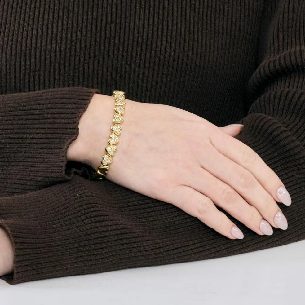 Bracelet jonc "Cœurs" en or jaune et diamants