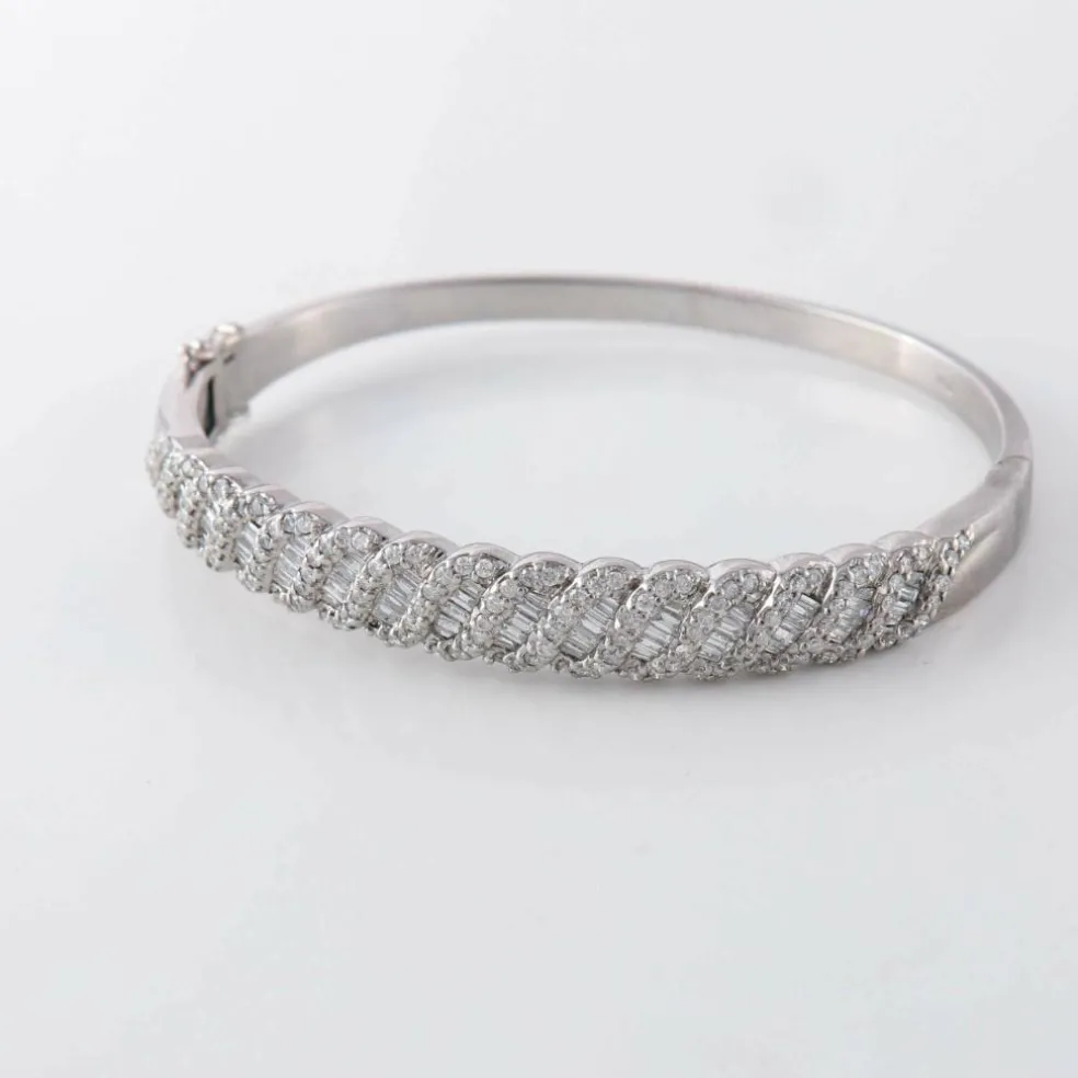Bracelet Jonc Diamants ronds et baguettes