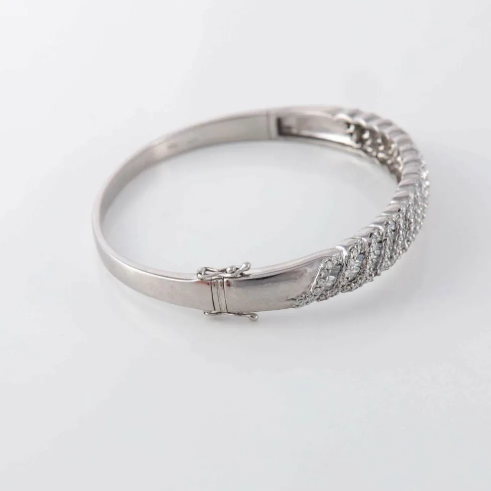 Bracelet Jonc Diamants ronds et baguettes