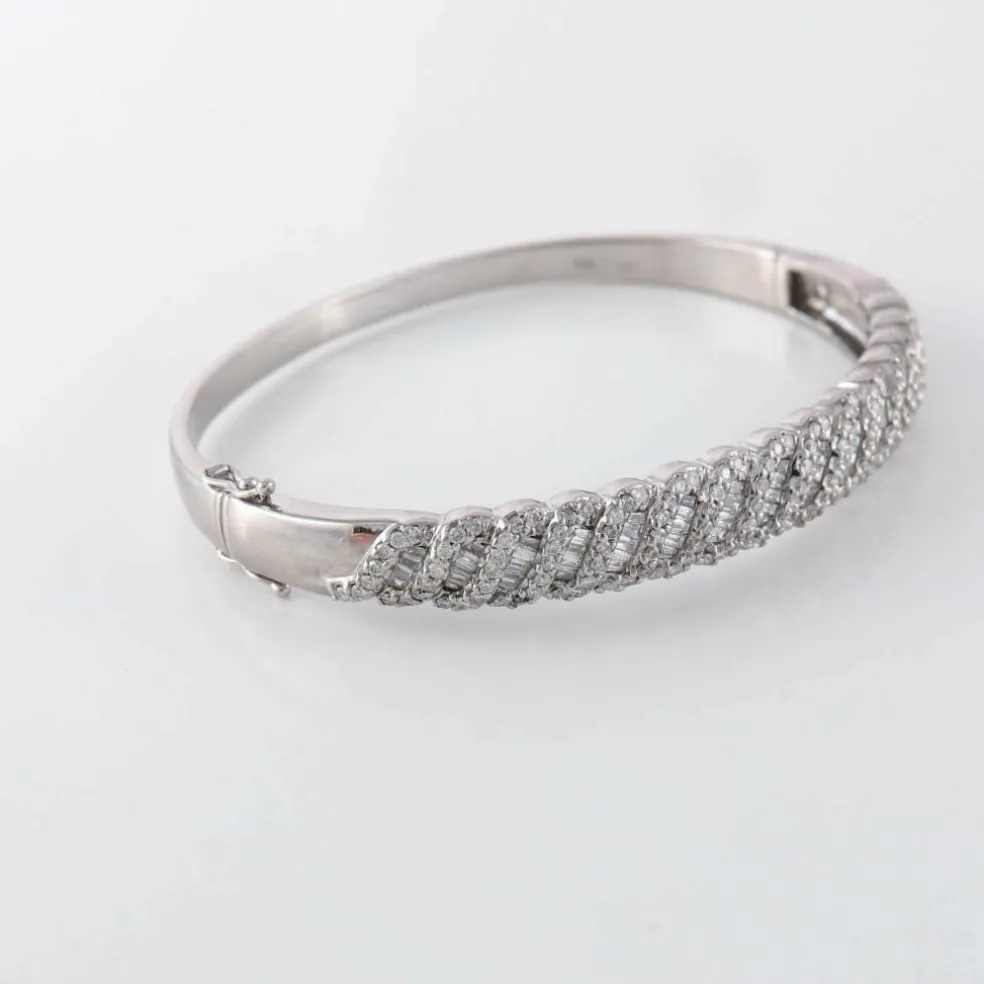 Bracelet Jonc Diamants ronds et baguettes