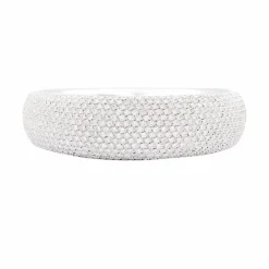 Bracelet jonc en or blanc, pavage diamants.