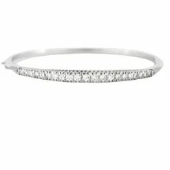 Bracelet jonc en or gris et diamants