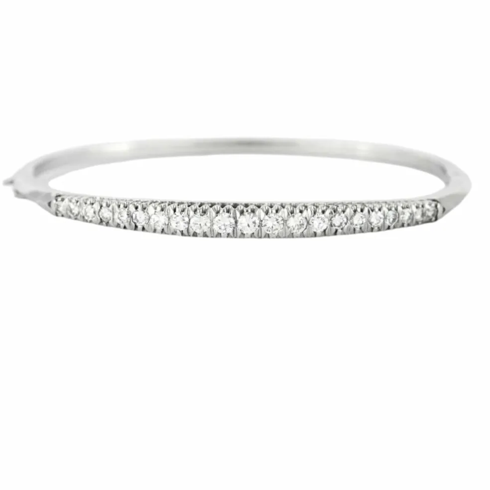 Bracelet jonc en or gris et diamants