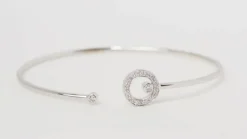 Bracelet Jonc flexible Or blanc Diamants