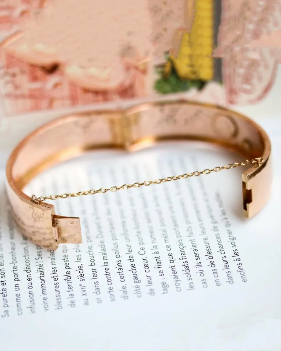 Bracelet Jonc Napoléon III Or Rose et Perles fines