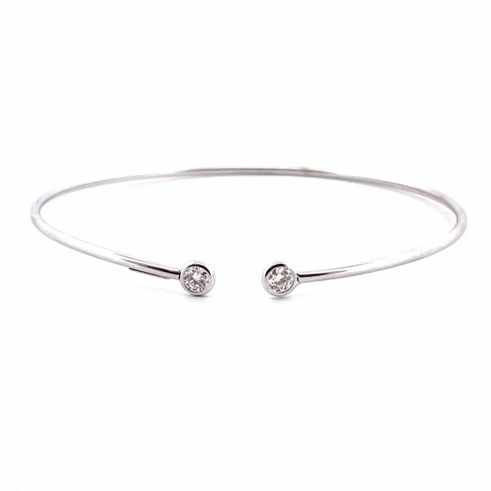 Bracelet jonc or blanc diamants