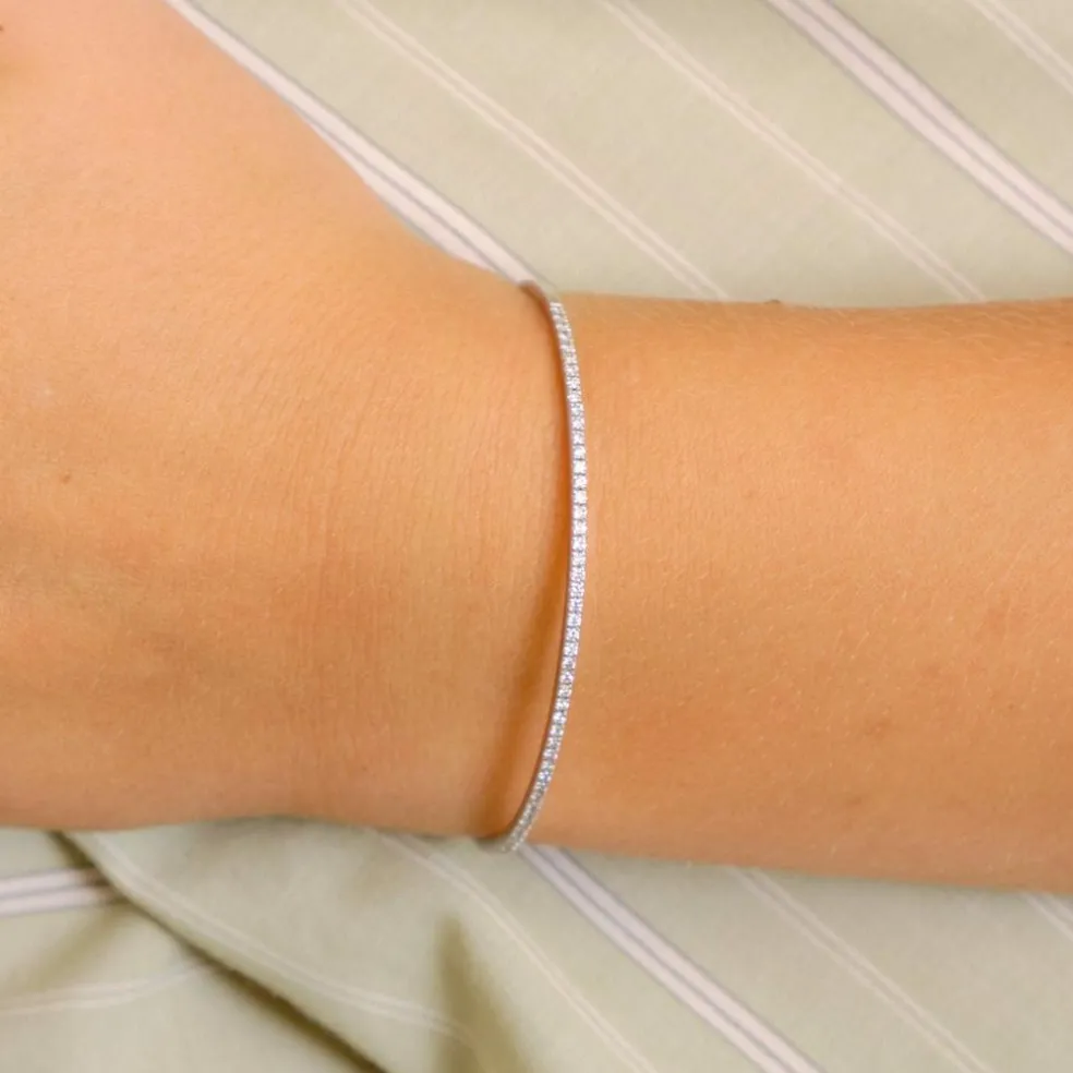 Bracelet Jonc or blanc diamants