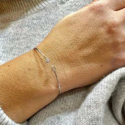 Bracelet jonc or blanc diamants