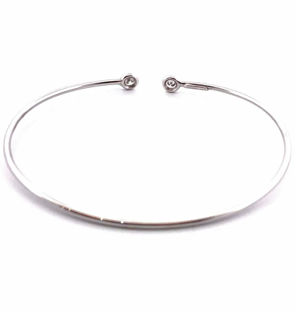 Bracelet jonc or blanc diamants