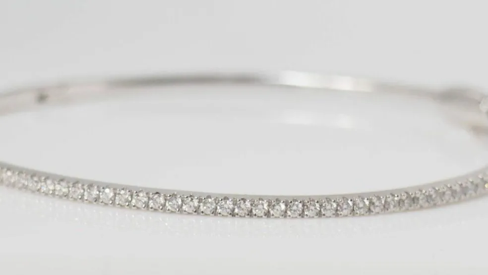 Bracelet Jonc Or blanc Diamants