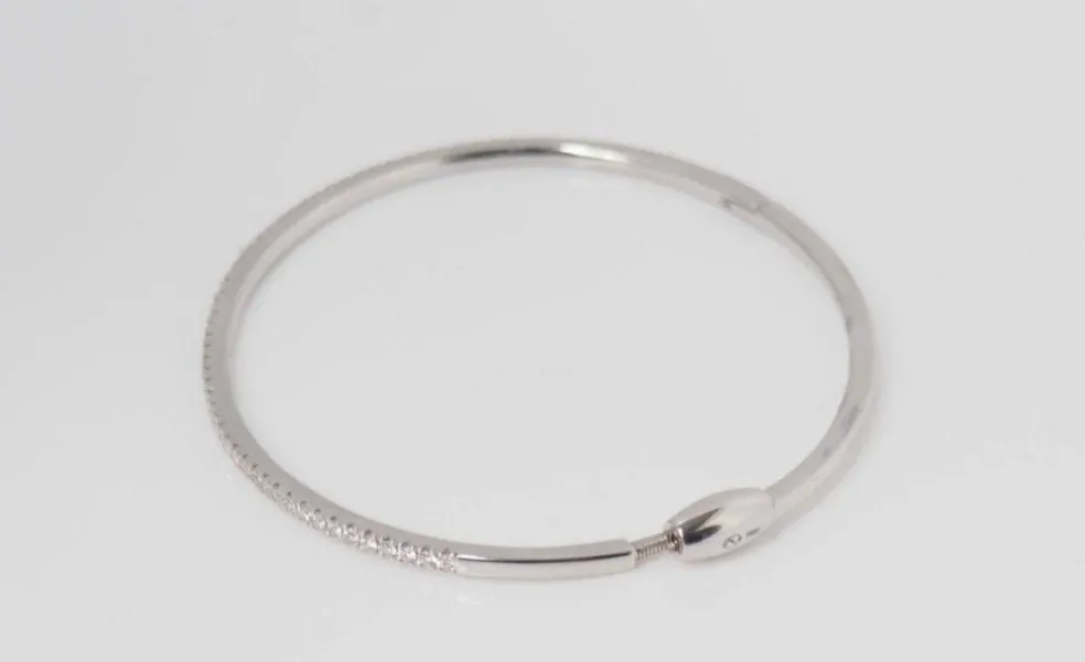 Bracelet Jonc Or blanc Diamants
