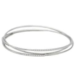 Bracelet Jonc Or blanc Diamant