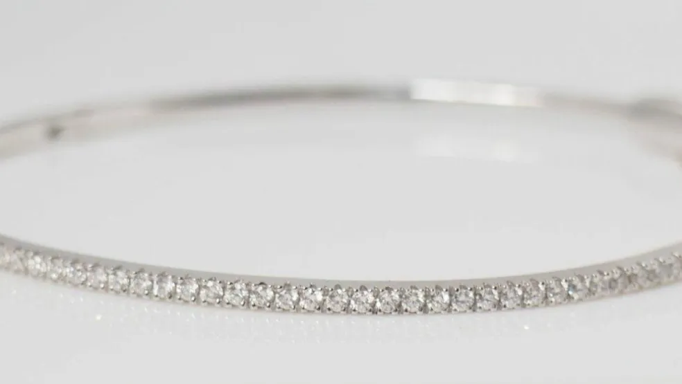 Bracelet Jonc Or blanc Diamants