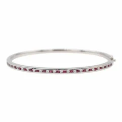 Bracelet Jonc Or blanc Rubis