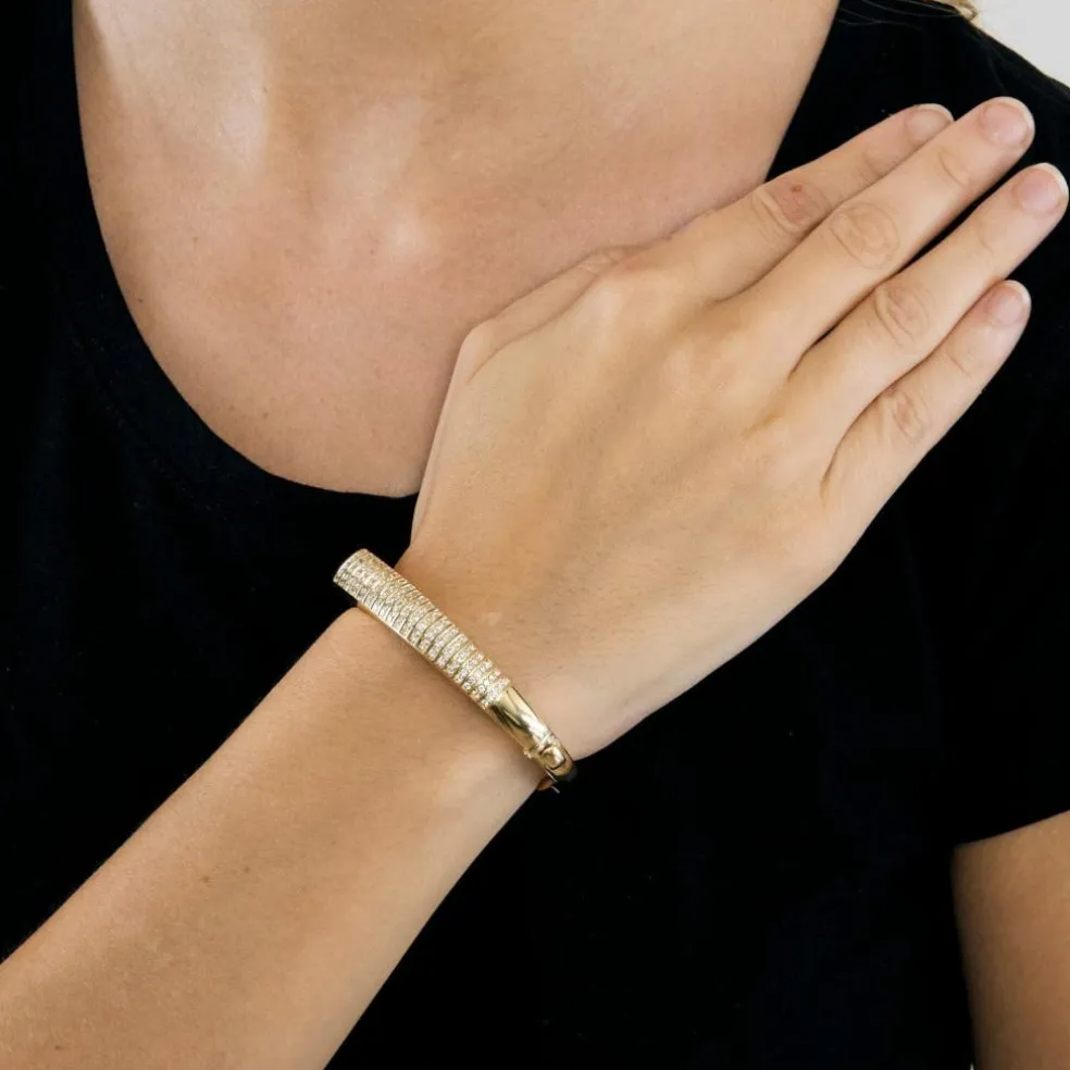 Bracelet jonc or jaune diamants