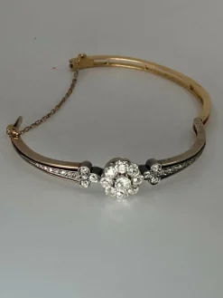 Bracelet jonc or jaune, diamants