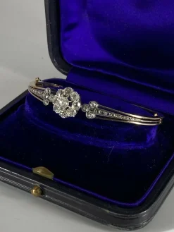 Bracelet jonc or jaune, diamants