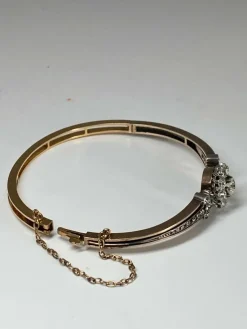Bracelet jonc or jaune, diamants