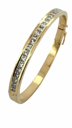Bracelet jonc or jaune et diamants princesse