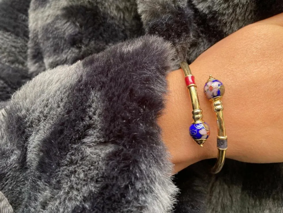 Bracelet Jonc Or jaune et Email