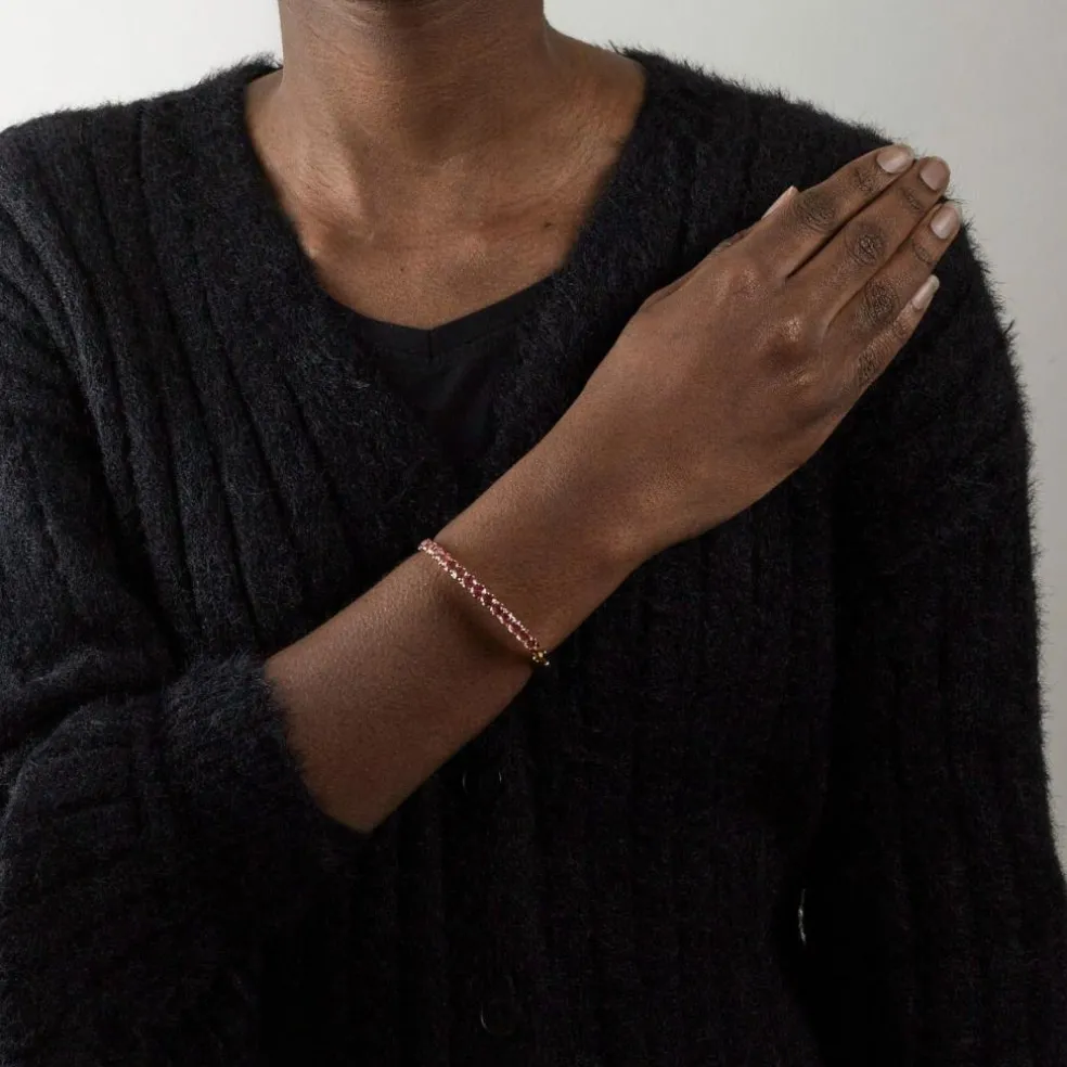 Bracelet jonc or jaune et rubis