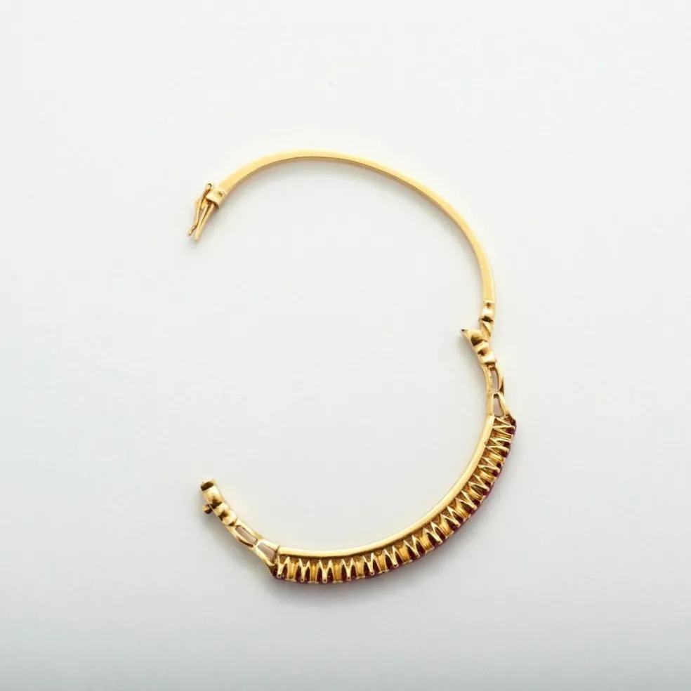 Bracelet jonc or jaune et rubis