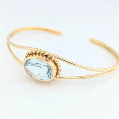 Bracelet jonc or jaune et aigue-marine