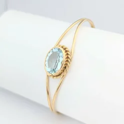 Bracelet jonc or jaune et aigue-marine